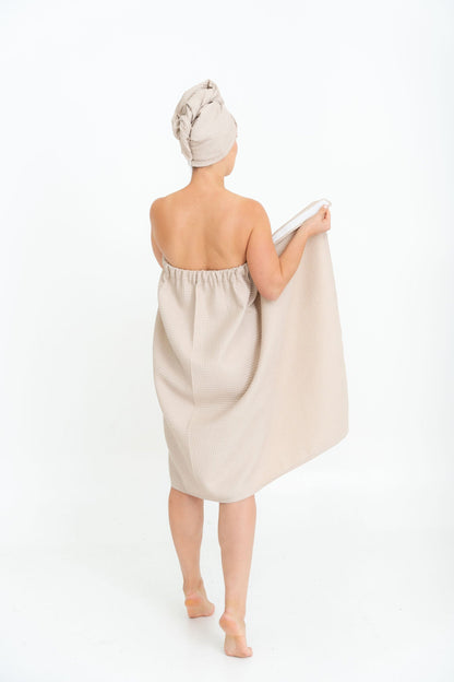 Cotton Waffle Sauna Wrap With Velcro