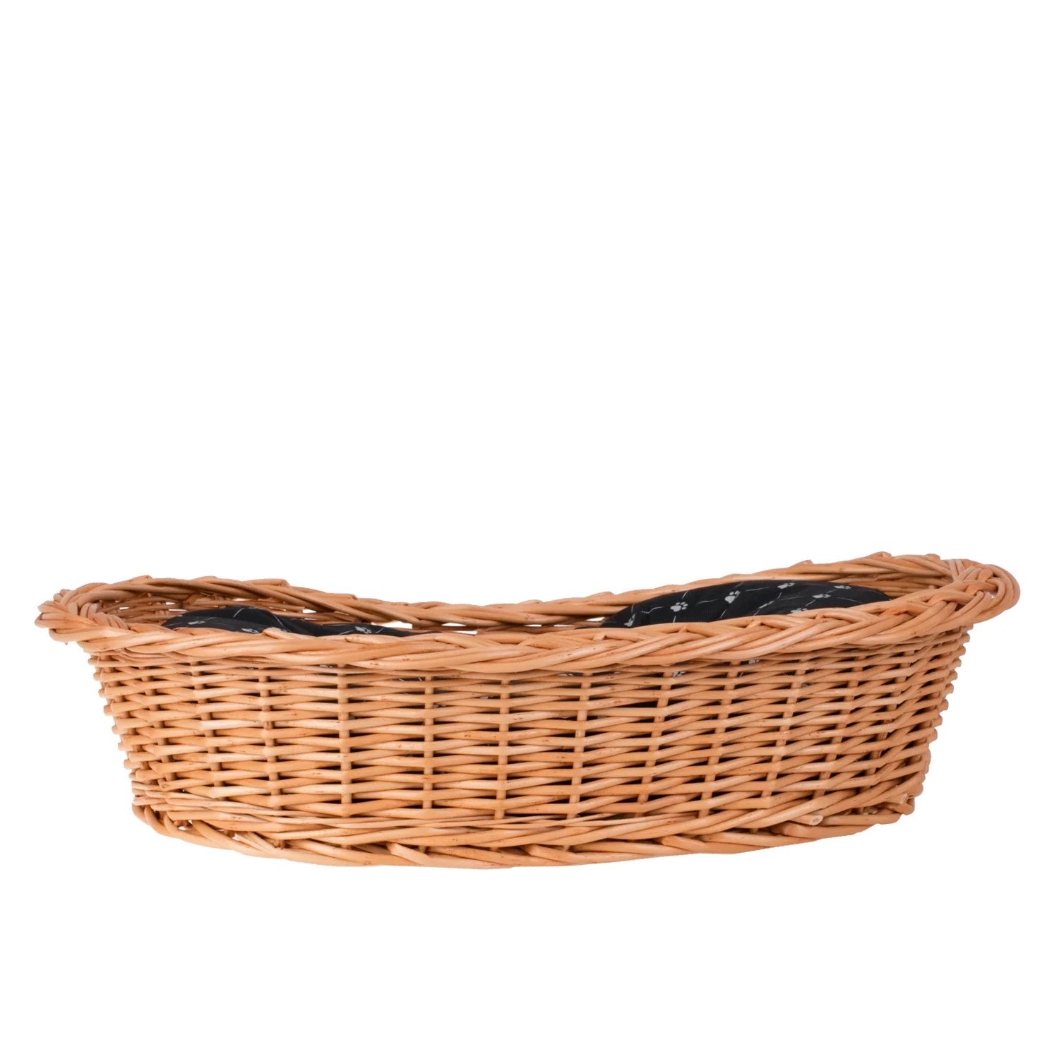 Enovia Natural Wicker Dog Bed With Black Cushion, 60x43 cm