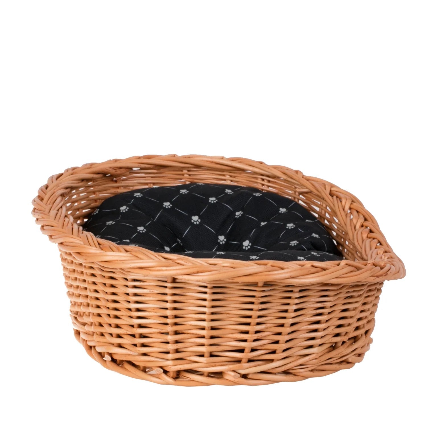 Enovia Natural Wicker Dog Bed With Black Cushion, 60x43 cm