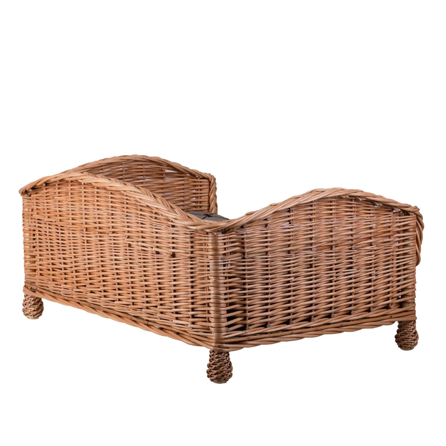 Erivia Wicker Pet Basket With Gray And Black Cushion, 64x42 cm