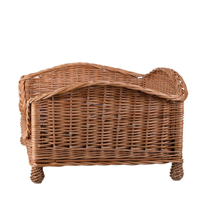 Erivia Wicker Pet Basket With Gray And Pink Cushion, 64x42 cm