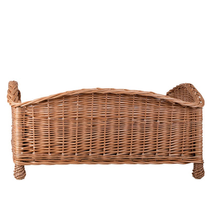 Erivia Wicker Pet Basket With Gray And Pink Cushion, 64x42 cm