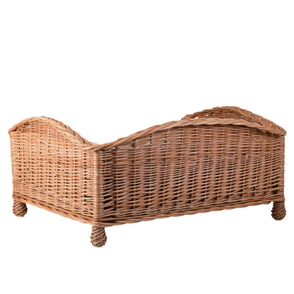 Erivia Wicker Pet Basket With Gray And Pink Cushion, 64x42 cm
